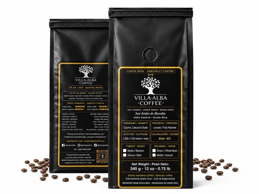 Bolsa real de Villa Alba Coffee 100% Costa Rica Arabica